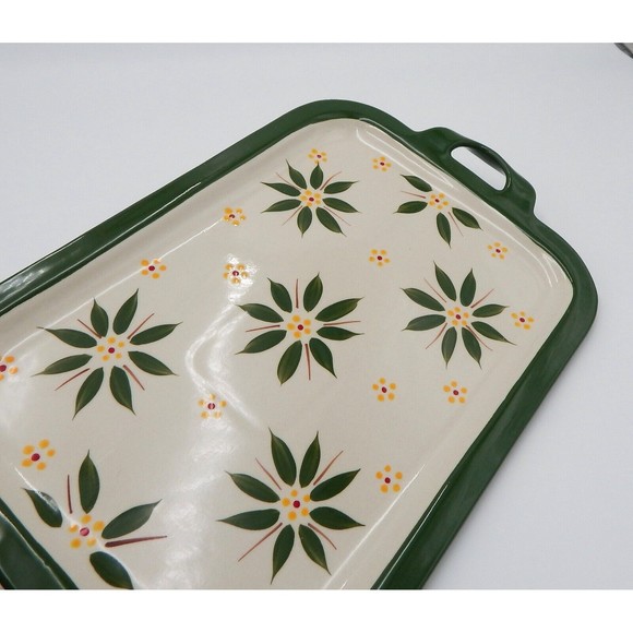 Temp-Tations By Tara Old World Green Rectangle 16 Inch Handled Platter - Picture 8 of 8